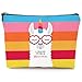 Cute Makeup Bag for Purse Canvas Waterproof Funny Cosmetic Bags for Women Zipper Travel Toiletry Pouch-Alpaca Makeup Bags-Rainbow