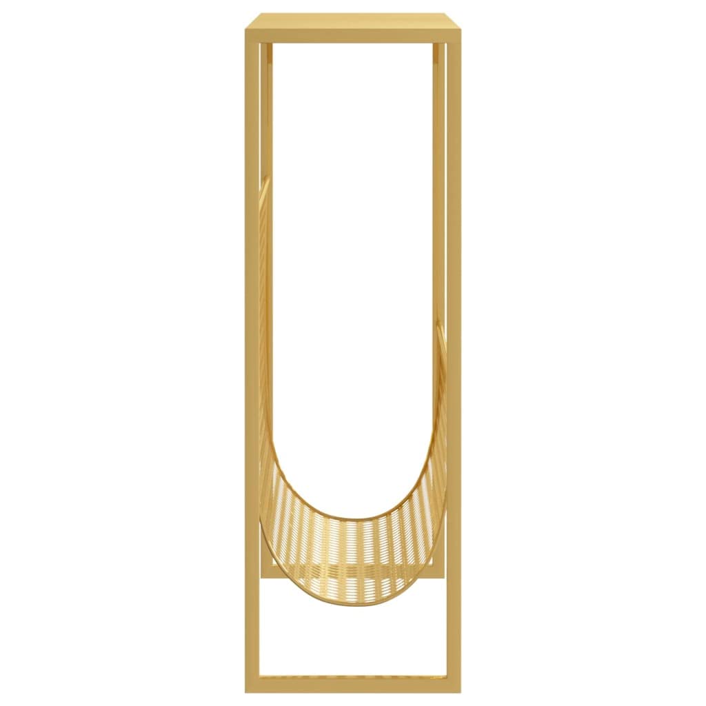 Generisch Stojak na czasopisma Golden 35 x 15 x 45 cm stal | Stabilny, trwały, dużo miejsca na książki, blat stołu do dekoracji, do biura, salonu, sypialni
