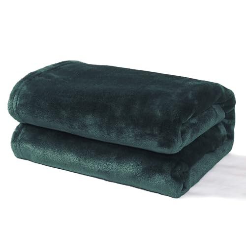 Image of Exclusivo Mezcla Fleece Throw Blanket for Couch, Super Soft and Warm Blankets, Forest Green Throw All Season Use, Cozy, Plush, Lightweight, 40x50 Inches