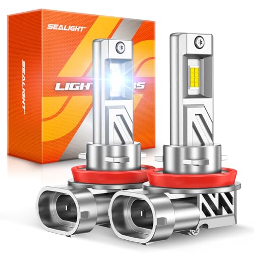 Image of SEALIGHT H11 /H8 /H9 LED Light Bulb, 9X 88000LM Brigher than Other Bulbs, 6500K White Output Canbus Ready, IP68 Waterproof and 80000Hrs Long Lifespan, 3Min Installation, Pack of 2