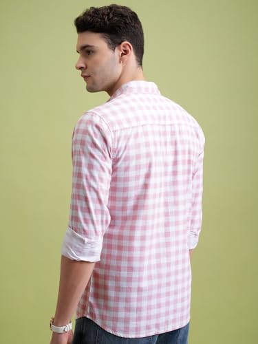 Image of Highlander Men's Slim Fit Checks Shirt | Full Sleeves | Regular Collar | Casual Shirts for Men