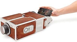 Smart Phone Projector - Mini Portable Cardboard Smart Phone Projector 2.0 Mobile Phone Projection for Home Theater Audio & Video Projector - Brown