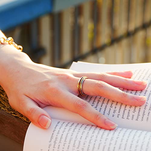 Image of Muses Art Design Fidget Rings, Anxiety Rings, Spinner Rings, Band Rings with Birthstone, Stainless Steel, Women and Men, Meditation Rings, Thumb Rings, Stress Relieving and Anxiety Reducing