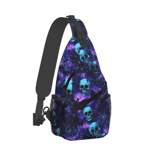Image of Halloween Skull Skeleton Crossbody Bag Sling Bag Backpack Chest Bags Shoulder Bag for Women Men