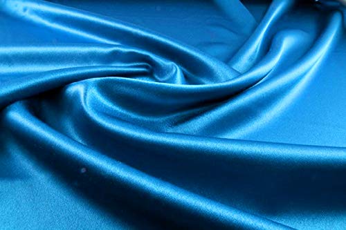 MDS Pack of 10 Yard Charmeuse Satin Fabric for Wedding Arch Drapery Panel Party Event Banquet Decoration Home Curtain Dress DIY Crafts Costumes Apparel Bridal Silky Sateen 44" Wide - Blue