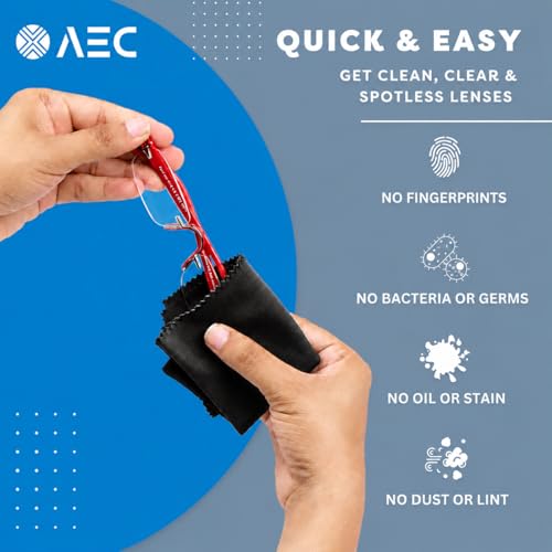 Image of AEC ClearPro Ultra Premium Microfiber Cleaning Cloth for Mobile Screen, Camera Lens, Glasses, Laptop, Tablet & Monitor | Lint-Free, Washable | 12 x 12 Inch | Black | Pack of 3