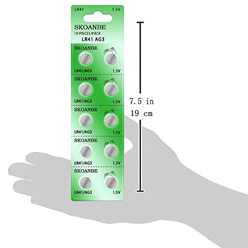 Pilas botón SKOANBE LR41 AG3 1.5V pack 20 unidades miniatura 2