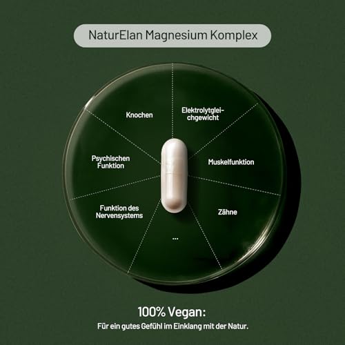Magnesium Komplex Hochdosiert 400mg - 180 Premium Kapseln (6 Monate), 5 in 1, 807 mg je Kapsel, davon 400mg elementares Magnesium, Vegan, Magnesiumglycinat, Citrat, Malat, Taurate, Oxid