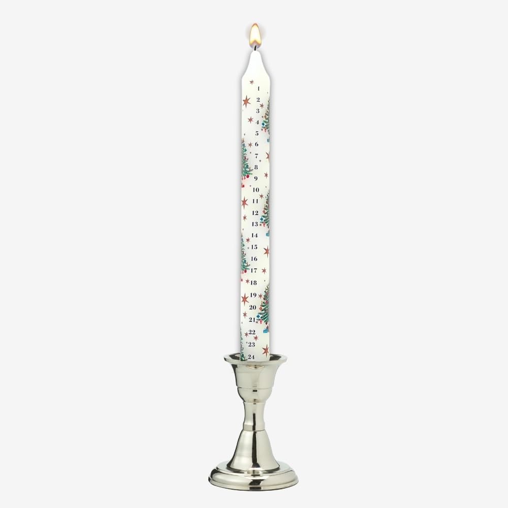 Carousel Home White Nostalgic Christmas Tree Advent Candle | Traditional Numbered Countdown Christmas Candle Advent Calendar - 23Cm