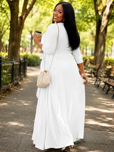 Image of PinkPatty Plus Size Maxi Dress for Women 3 /4 Sleeve Casual Long Dress