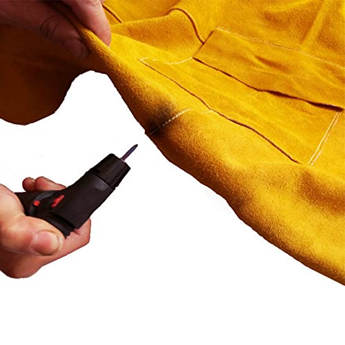 Delantal de ropa de trabajo de cuero de vaca Soldadura Ropa protectora Resistente al calor y al fuego Soldadores Ropa de soldadura Delantal con mangas (120 cm)