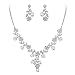 EVER FAITH Wedding Flower Leaf Necklace Earrings Set Austrian Crystal Silver-Tone - Clear