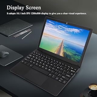 PUSOKEI Laptop Ultra Sottile da 10,1 Pollici per Android 12, Display IPS 1280x800, Computer Portatile con Processore Quad Core con Mouse, Batteria da 5000 MAh, per Studenti, Aziende