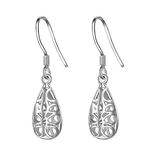 Pendientes muy plateados sencillos pendientes huecos pendientes de temperamento joyas dulces joyas de oído pendientes femeninos pendientes de árbol verde, talla única, Cobre, Sin piedra preciosa