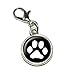Graphics and More Paw Print Pet Dog Cat White on Black Antiqued Bracelet Pendant Zipper Pull Charm with Lobster Clasp