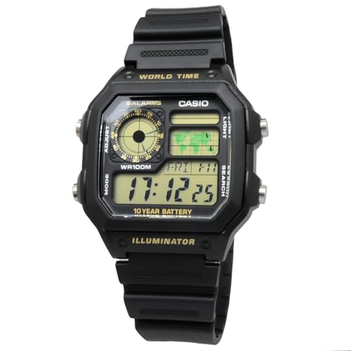 [カシオ] CASIO ワールドタイム World Time デジタル 腕時計 AE-1200WH-1BV ブラック ゴールド液晶 海外モデル [並行輸入品] 商品画像3