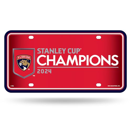 Rico Industries NHL Hockey Florida Panthers 2024 Stanley Cup Champions Metal Auto Tag 6
