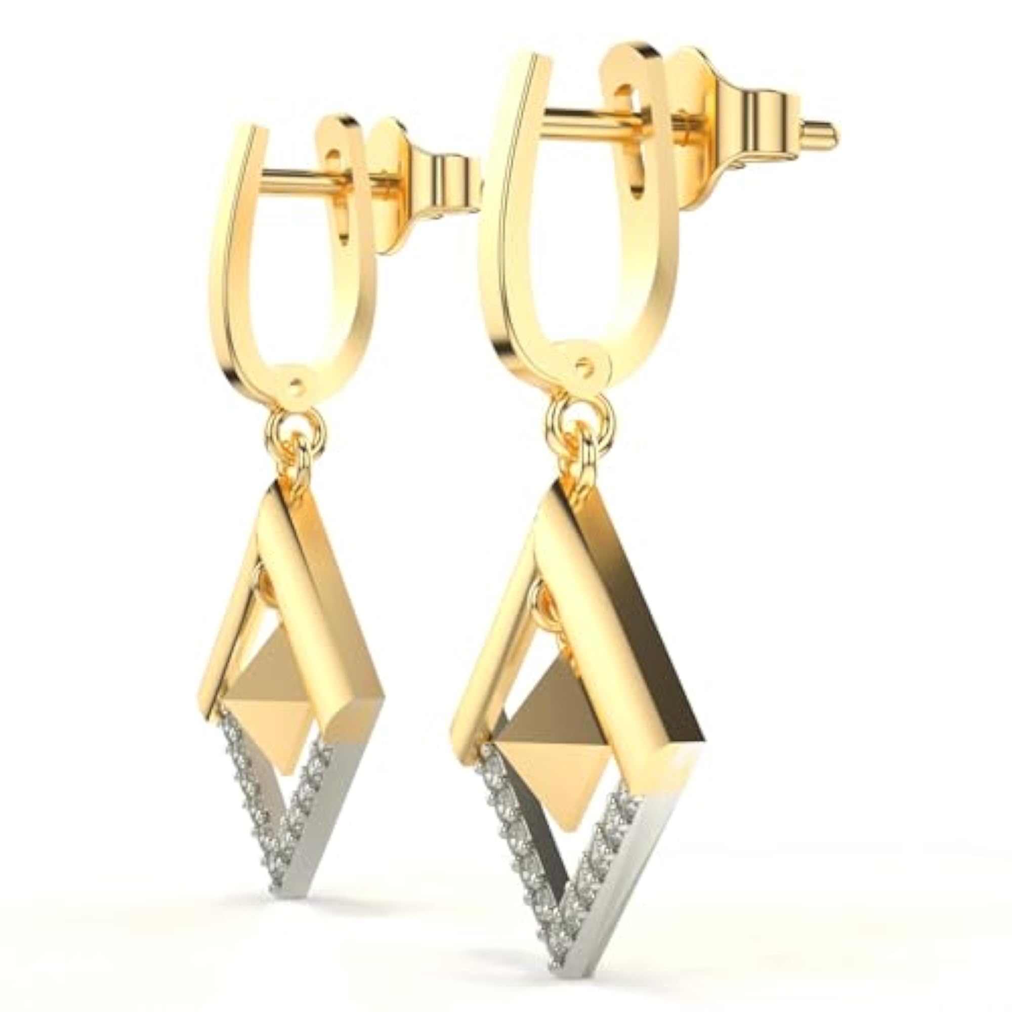 Women's Sterling Silver 0.17cts Certified Lab Grown Diamond Earrings, Yellow