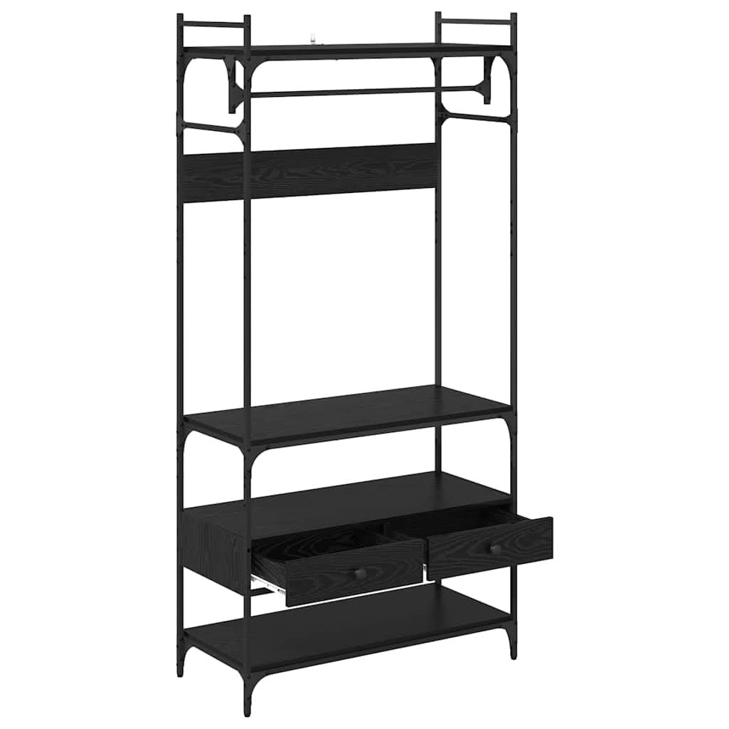 Garderoba Czarny Dab 89x39x184.5 cm Drewnopochodny Industrialny