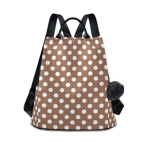 Sac à dos rétro à pois femme marron chic pour voyage et ville