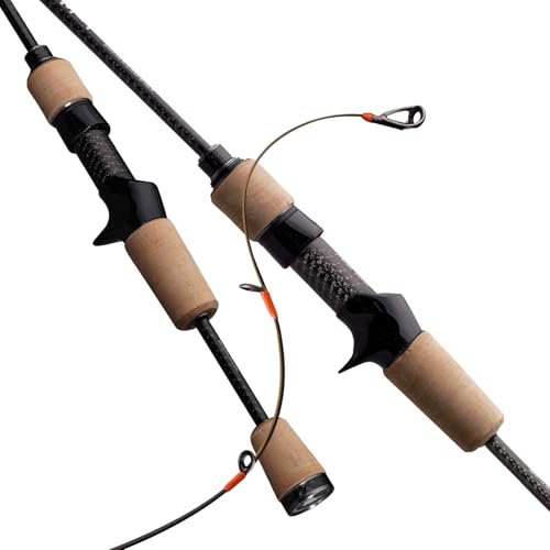 PURELURE Titanium-T Extra Ultralight BFS Baitcaster Rod 5'3'' Carbon Fiber Ultra Light Fishing Rod Fast Action Baitcasting Rod 2Pcs for Trout Panfish, Titanium Tip & Guide, AA+ Cork Handle