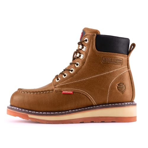 Image of SUREWAY 6 inch Mens Heavy Duty Soft /Composite /Steel Toe Work Boots for Men,Comfortable & Durable,GoodyearWelt,Full Grain Leather,Oil /Slip Resistant,Wedge Moc Toe Industrial Construction Boots /Shoes