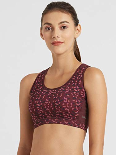Image of Jockey MI03 Women's Wirefree Padded Polyester Elastane Stretch Printed Full Coverage Racer Back Styling Sports Bra with Stay Dry Treatment