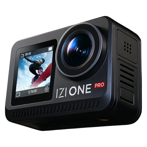 Image of IZI One Pro 5.7k Action Camera | Ultra HD Sony STARVIS Sensor | 20M Body Waterproof | 2 x Battery with 240min Recording | Dual OLED, 6-Axis Gyro Stabilisation | HQ Mic Support | Reels, Vlogs & Bikes