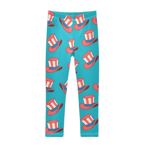 Cartoon Hat Pattern Girls Leggings Soft Stretch Workout Yoga Dance Pants for Kids Casual Tights