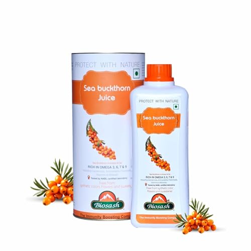 Image of Biosash Sea Buckthorn Pulp Juice 750ml | From Certified Organic Berries , Cold-Pressed | Rich in Omega 3 6 7 9, Vitamins & Antioxidants | No Added Sugar, Glow Skin , Gut health , Immunity , Herbal, Wellness & Vitality , 50 Serves