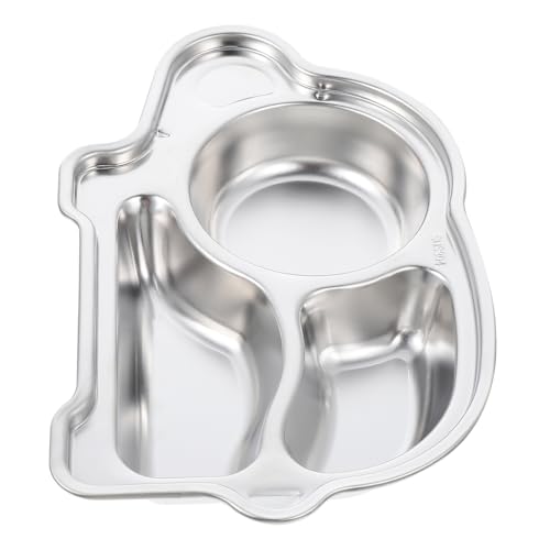 OUNONA Thick Stainless Steel Grid Tray Cartoon Food Divided Plate Safe for Boys and Girls Easy Maintenance Healthy Eating