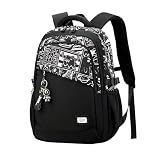 VIDOSCLA Mochila escolar infantil para meninas e alunos do ensino fundamental, A004# Black Comics, Large