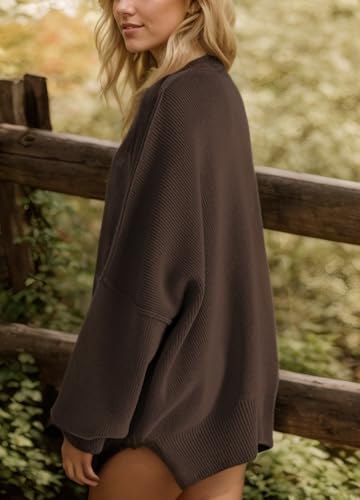 Simier Fariry Women's Fall Reversible Oversized Urban Pullover Sweater - Batwing Long Sleeve Ribbed Cuff Slimming Figure3