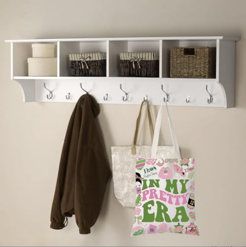 WCGXKO Sorority Gift In My Pretty Era Pink and Green Sorority Canvas Tote Bag4