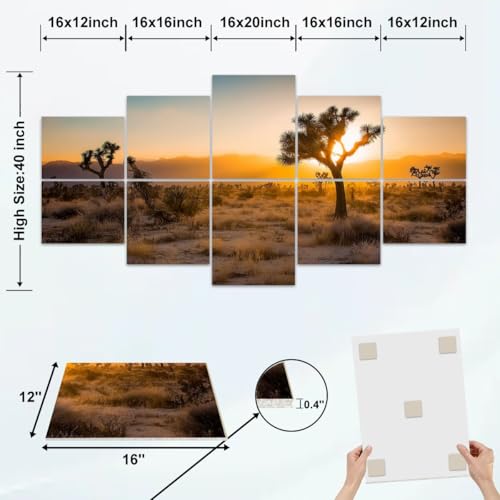 10 Pack Paneles Acústicos Decorativos con Paisaje Atardecer en Desierto Joshua Tree California, Tratamiento Acústico para Estudio y Oficina miniatura 2