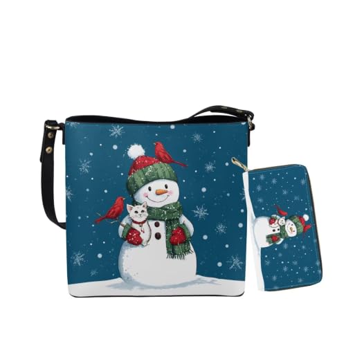 Image of HUGS IDEA Leather Purses and Handbag for Women Bucket Bag with Wrist Wallet 2 Packs