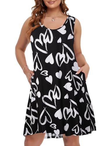 Image of BELAROI Women Plus Size Sundress Summer Casual Sleeveless Tshirt Dress Tie Dye Swing Tank Dresses with Pockets Beach Cover up