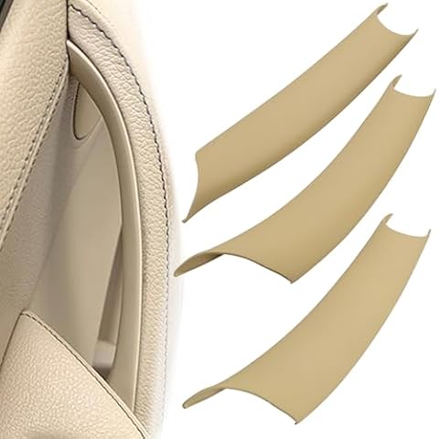 LEETUTA Car Door Pull Handle Cover Interior Door Handles Decorate Protective Cover Compatible with BMW X5 Series E70/E70 LCI 2008-2013,BMW X6 Series E71/E72 2008-2014 (3PCS) (Beige) Cover