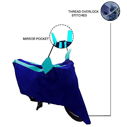 Image of Auto Pearl Water Resistant Cyan Blue 3Strip Bike Body Cover With Mirror Pockets Buckle Belt For Honda Activa 125