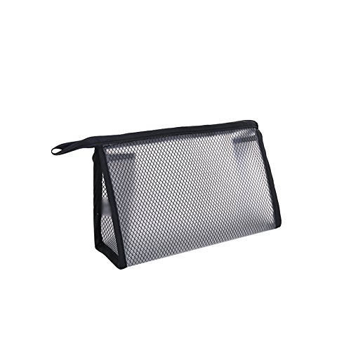 Preisvergleich Produktbild MoGist Wasserdicht Waschtasche Gitter PVC Einfach Unisex Kulturbeutel Großer Kapazität Aufbewahrungstasche Brieftasche (Schwarz)