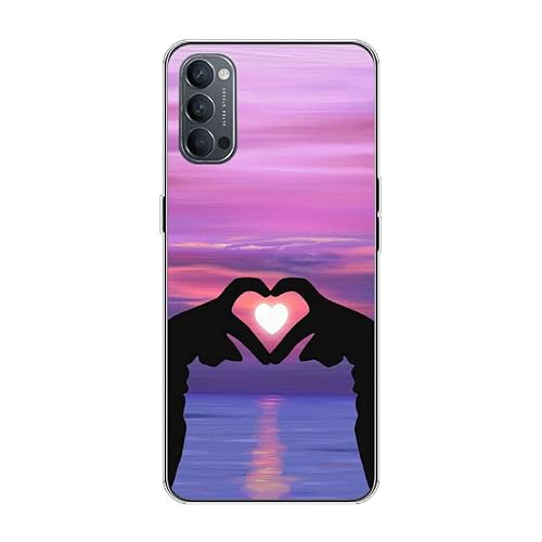 KARTXITAI Case Compatible with Reno 4G,Shockproof Slim Thin Silicone Protective Anti-Fingerprint Anti-Scratch Anti-Fall Phone Cover - Love,Sky,Sunset,Glow,Lovers