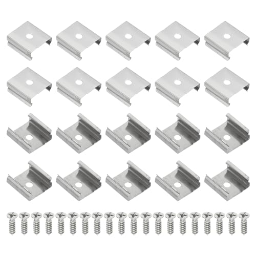 Image of PATIKIL LED Strip Clips, 60pcs Stainless Steel Mounting Brackets Fixing Clip Clamp Support Holder with Screws for 16mm to 17mm LED Strip Lighting Cable