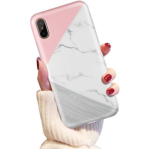 iPhone X Case, iPhone 10 Case, LUMARKE Girls Women Pink White Marble Best Protective Slim Fit Heavy Duty Cute Thin Clear Silicone Bumper TPU Cover Phone Case for iPhone X