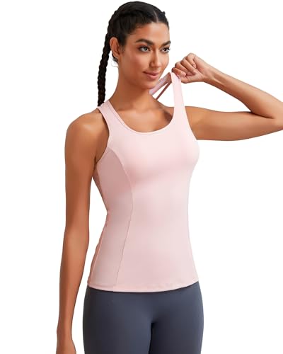 Image of RUNNING GIRL Tank Tops with Built in Bras,Workout Racerback Tank Tops for Women Athletic Yoga Top