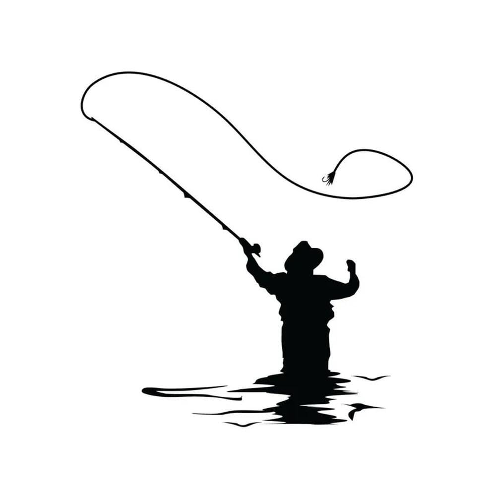 Fly Fishing Fish Car Sticker Automobiles Motorcycles Exterior Accessories Vinyl Decals(Black,15CM X 13.5CM)