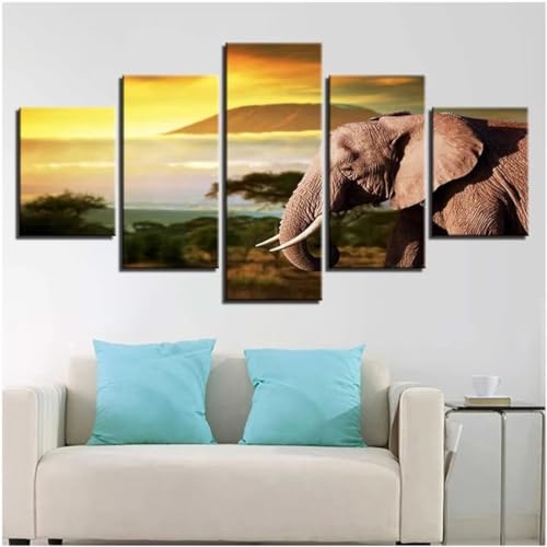 Diamond Painting Éléphant 5D DIY Grand Format 200x100 cm de 5 Pièces