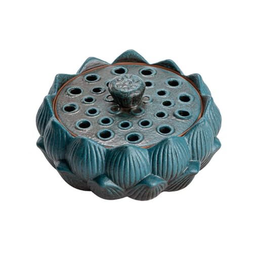 HAJHI Style Chinois Pot à Ail Cuisine Stockage Pot à Oignons Gingembre 4in Pot de Stockage D'ail pour Barbecue Pique-Nique En Céramique Respirant Décoration(Bleu)