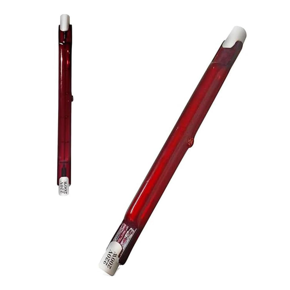 1000W Infrared Heat Bulb Dimmable, 254mm R7S Quartz Heating Halogen Bulb, 1000lm, AC 220V Ruby Heater Lamp for Heatmaster U3, No Flicker, 360° Beam Angle,254mm,200W 2 Packs