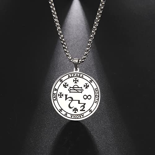VASSAGO Seal of Archangel Azrael Sigil Necklace Stainless Steel Magic Amulet Necklace Talisman Symbol Necklace Pendant Jewelry Gift for Men Women4