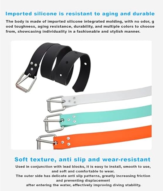 Diving Weight Belt with Quick Release Stainless Steel Buckle Rubber Weight Belts for Free Diving, Spear Fishing Diving Belt 53 inches(1.35m)